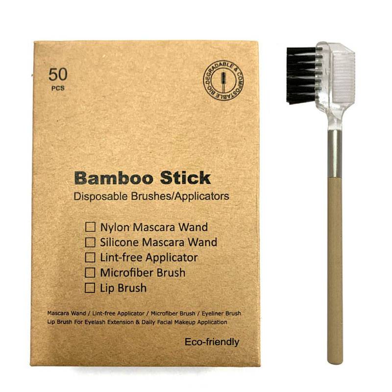 Bamboo Handle Eco-friendly 2 in 1 Eyebrow Brush with Eyelash Comb and Brow Brush